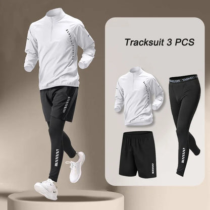 Traje de chaqueta de secado rápido para hombre, 1 a 4 piezas, conjuntos de fitness para correr al aire libre, pantalones deportivos para correr, ropa de entrenamiento, ropa deportiva