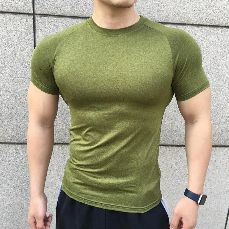 Camiseta de manga corta de verano para hombre, nueva camiseta de compresión para correr, deporte, gimnasio, entrenamiento, ropa informal de alta calidad