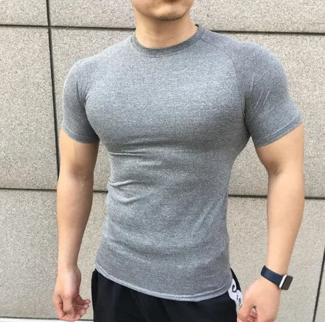 Camiseta de manga corta de verano para hombre, nueva camiseta de compresión para correr, deporte, gimnasio, entrenamiento, ropa informal de alta calidad