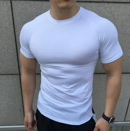 Camiseta de manga corta de verano para hombre, nueva camiseta de compresión para correr, deporte, gimnasio, entrenamiento, ropa informal de alta calidad