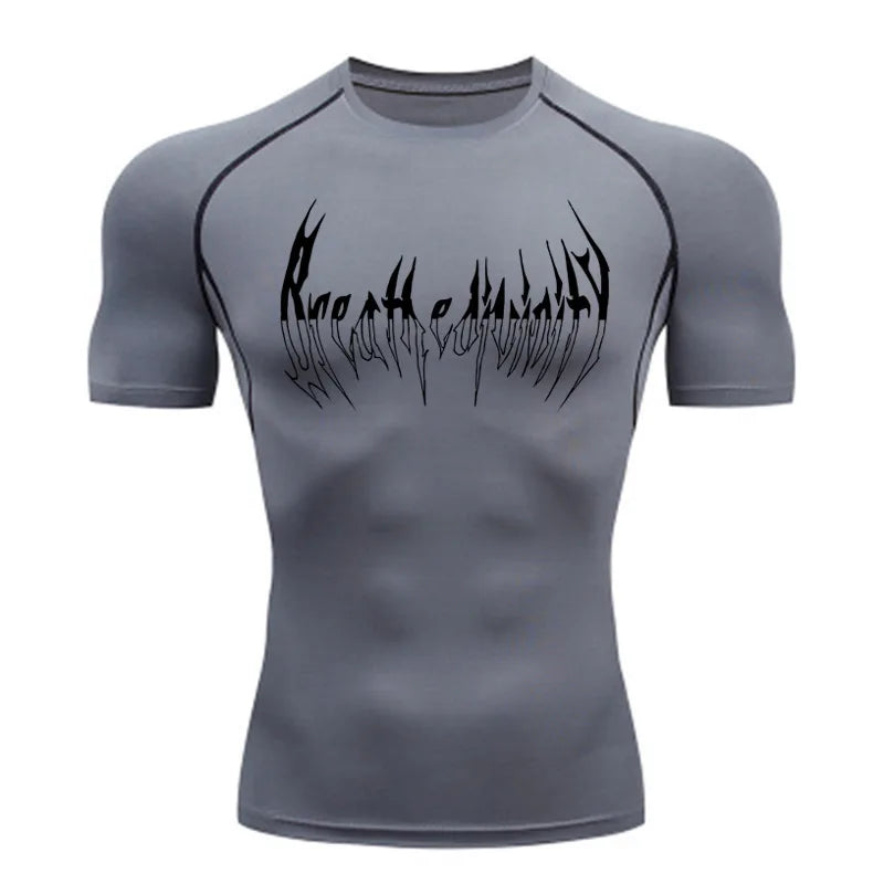 Camiseta deportiva de secado rápido, capa base para correr, entrenamiento en el gimnasio, mono elástico transpirable que absorbe el sudor para hombres