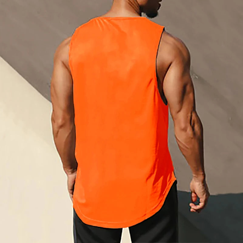 Camiseta sin mangas de malla de verano de secado rápido para gimnasio y fitness para hombre, informal, que absorbe la humedad, para culturismo, para entrenamiento muscular