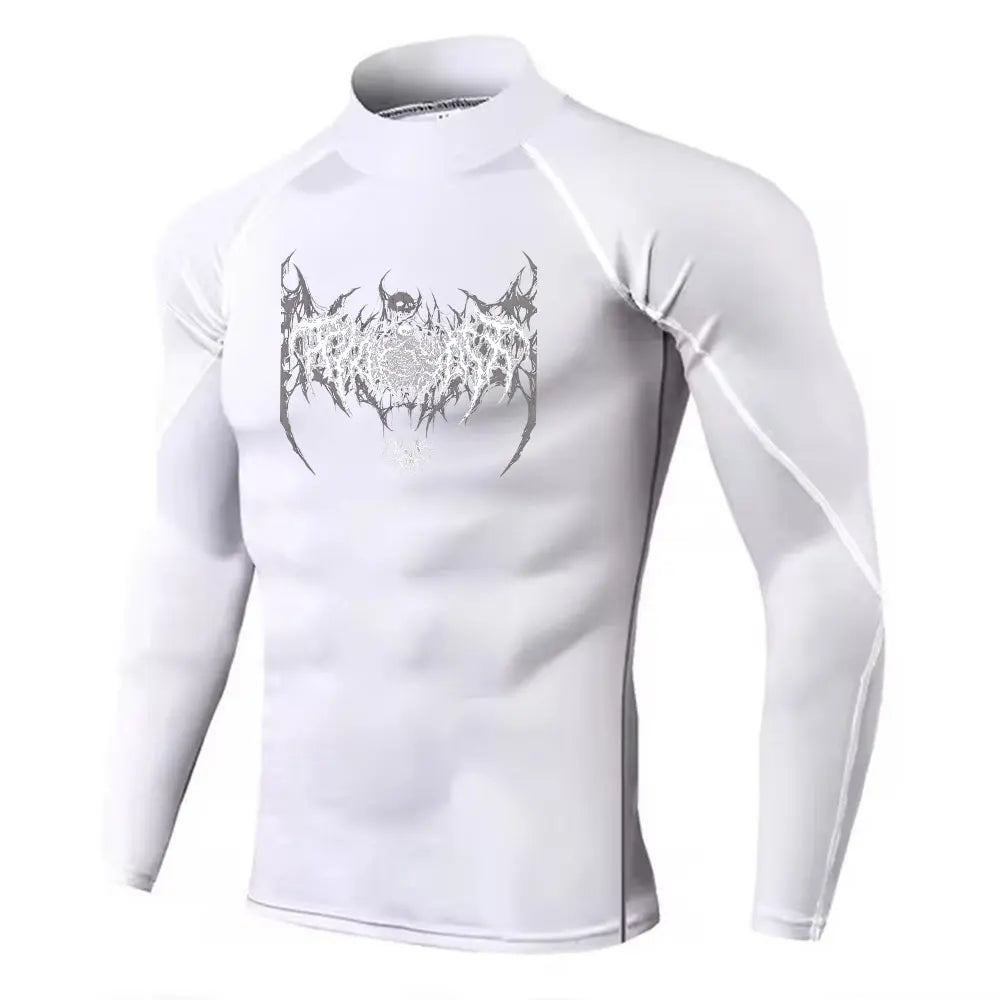 Camiseta de compresión de cuello alto para hombre Y2K, de secado rápido, para gimnasio, fitness, protección contra erupciones, camisetas de cuello alto para musculación, atletismo, verano