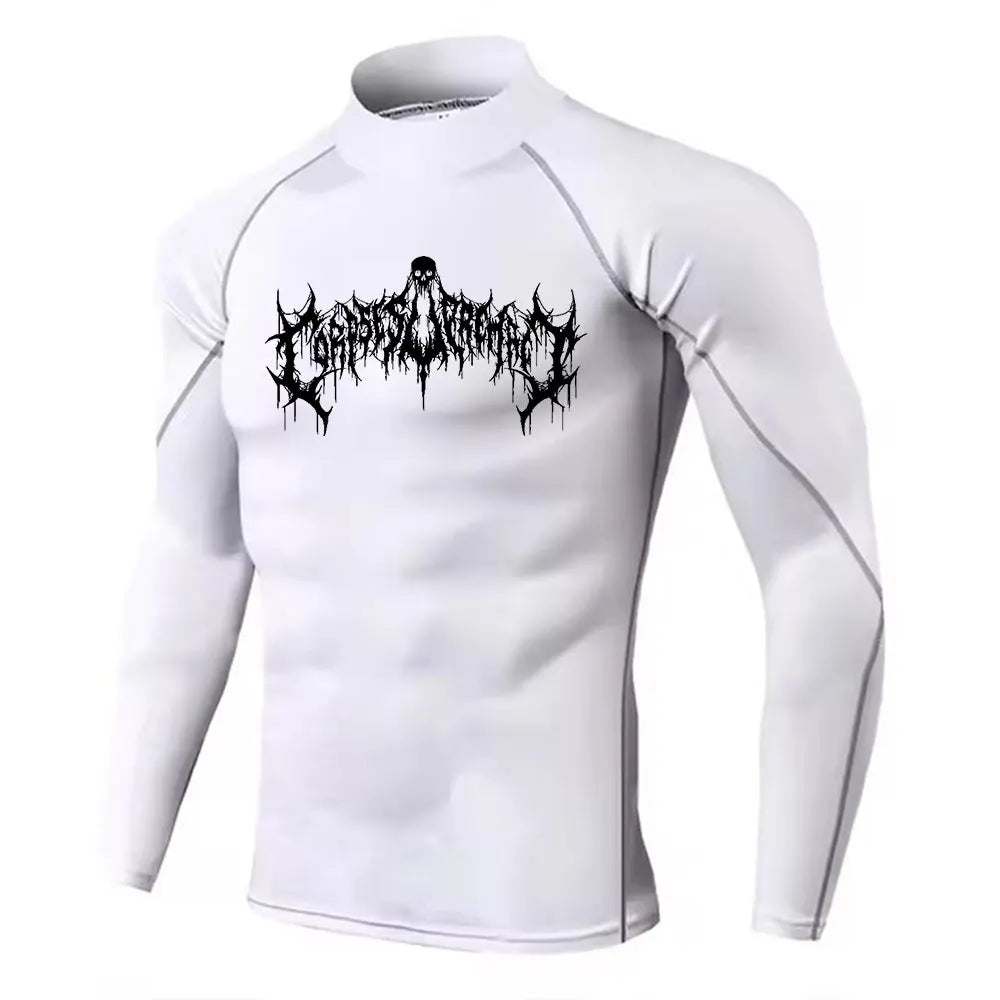 Camiseta de compresión de cuello alto para hombre Y2K, de secado rápido, para gimnasio, fitness, protección contra erupciones, camisetas de cuello alto para musculación, atletismo, verano