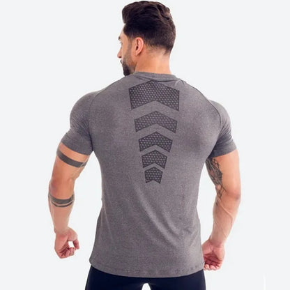 Camiseta deportiva para correr para hombre, camiseta de manga corta ajustada de secado rápido para entrenamiento físico y gimnasio, camisetas de culturismo y crossfit