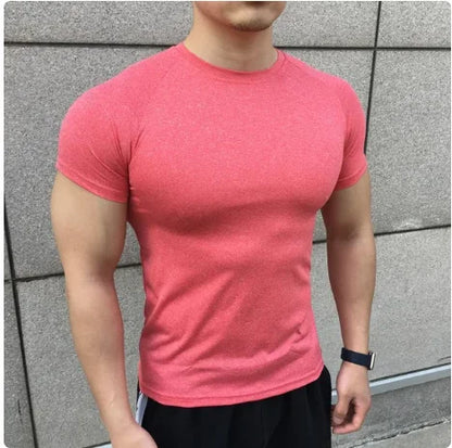 Camiseta de manga corta de verano para hombre, nueva camiseta de compresión para correr, deporte, gimnasio, entrenamiento, ropa informal de alta calidad