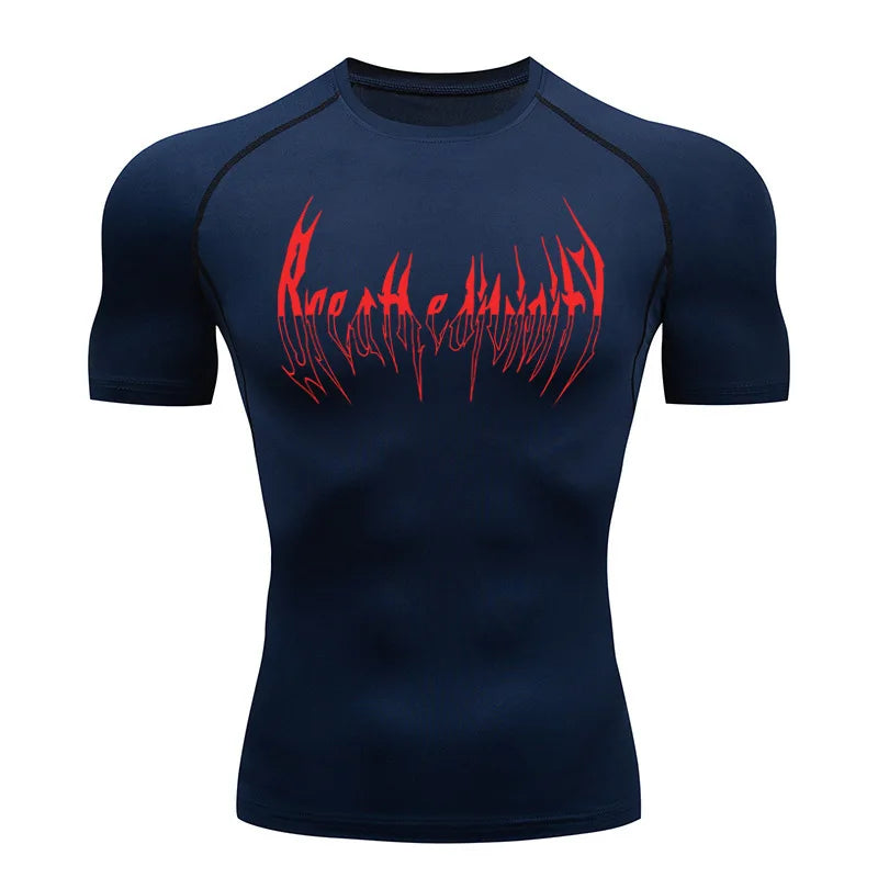 Camiseta deportiva de secado rápido, capa base para correr, entrenamiento en el gimnasio, mono elástico transpirable que absorbe el sudor para hombres