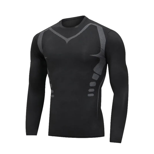 Traje ajustado de secado rápido para hombre, camiseta deportiva de manga larga para ciclismo, running, fitness, entrenamiento de fútbol y baloncesto