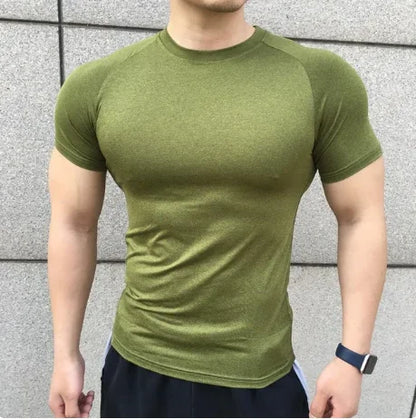 Camiseta de manga corta de verano para hombre, nueva camiseta de compresión para correr, deporte, gimnasio, entrenamiento, ropa informal de alta calidad