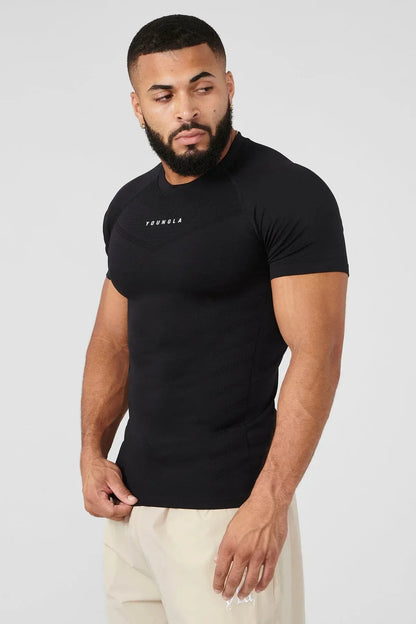 Camiseta deportiva para hombre YOUNGLA, de secado rápido, transpirable, elástica, para fitness, ropa para correr al aire libre